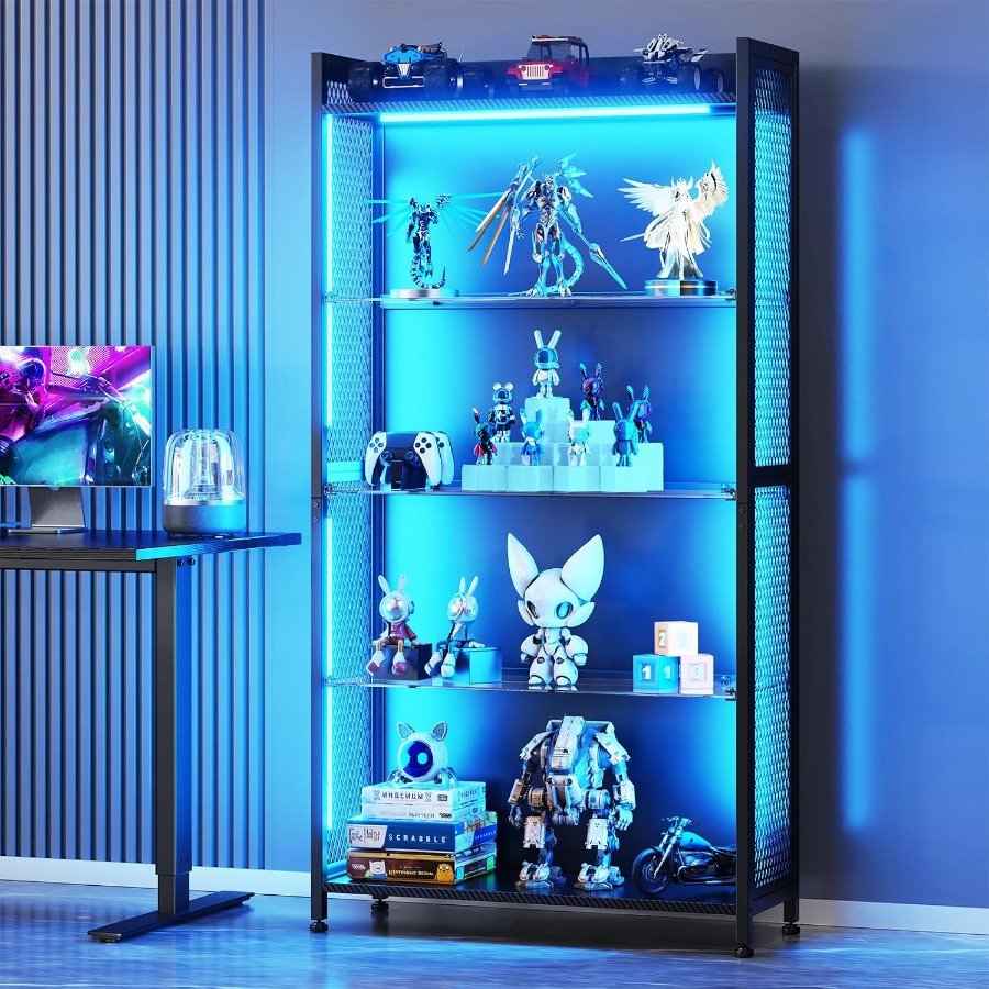 Lighting - 4-Tier Display Case with Tempered Glass