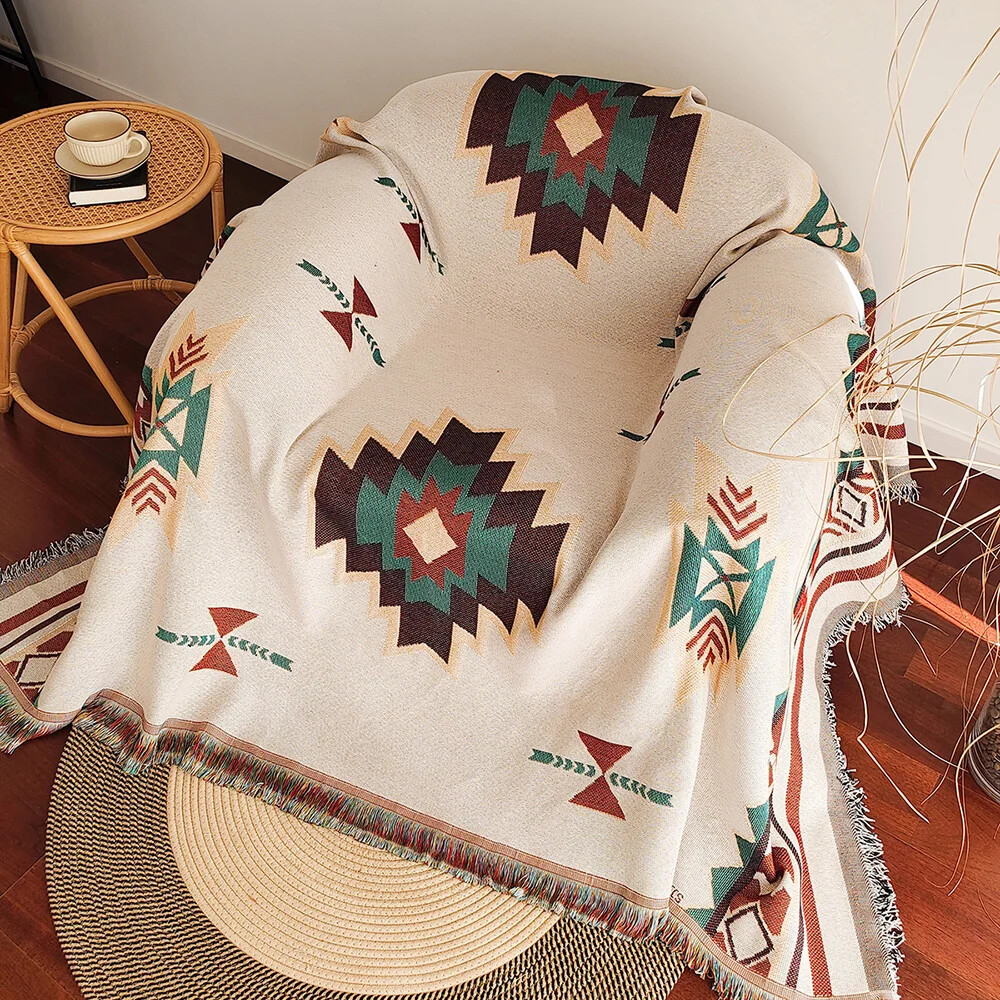Oversized Boho Aztec Blanket w - Boho Throw Blanket Fringe recension och pris