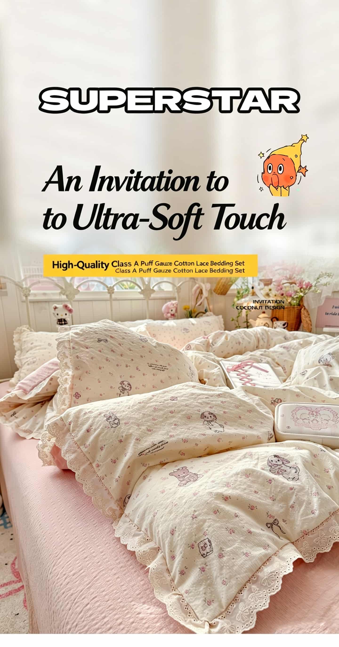 Ruffle Lace Floral Bedding Set - Aesthetic Floral Duvet Cover recension och pris