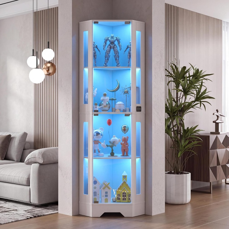 Corner display cabinet for liv - Lighting recension och pris