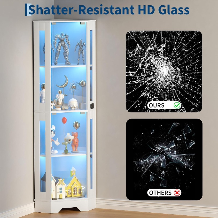 Corner display cabinet for liv - Lighting recension och pris