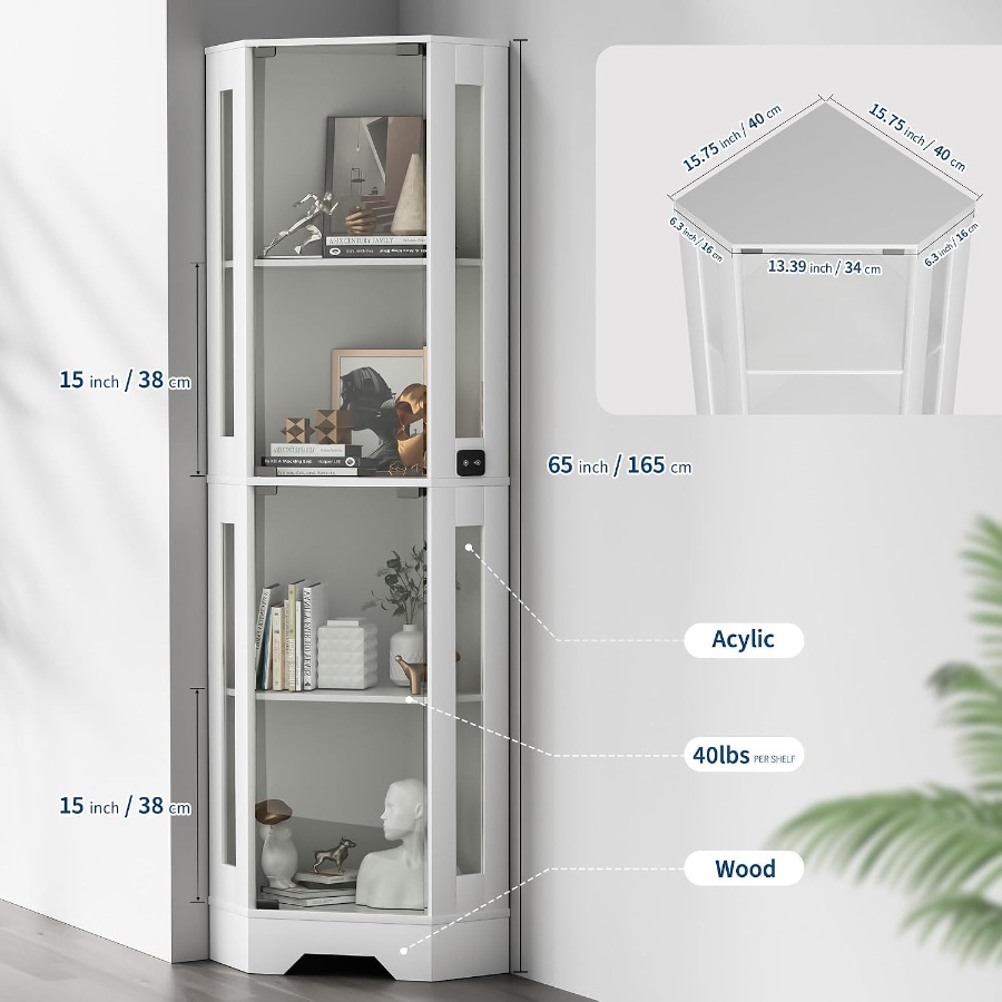 Corner display cabinet for liv - Lighting recension och pris