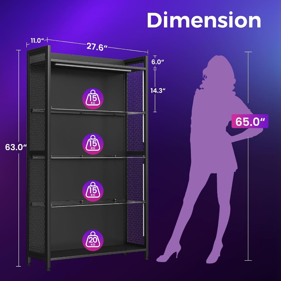 4-Tier Display Case with Tempe - Lighting recension och pris