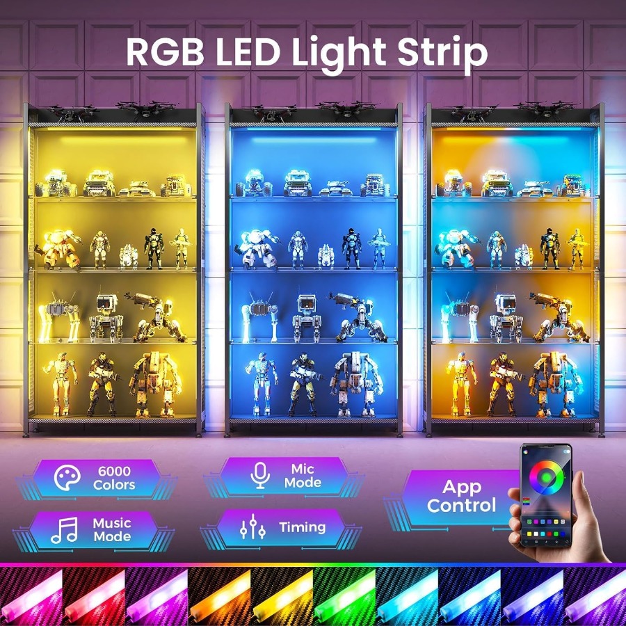 4-Tier Display Case with Tempe - Lighting recension och pris