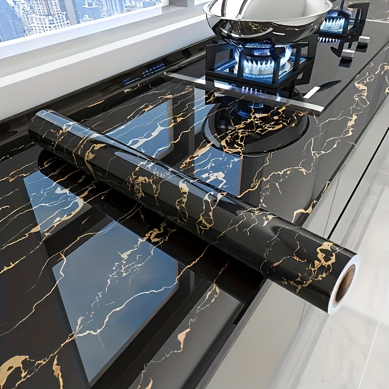 1pc Luxury Black Marble Wallpa - Kitchen recension och pris